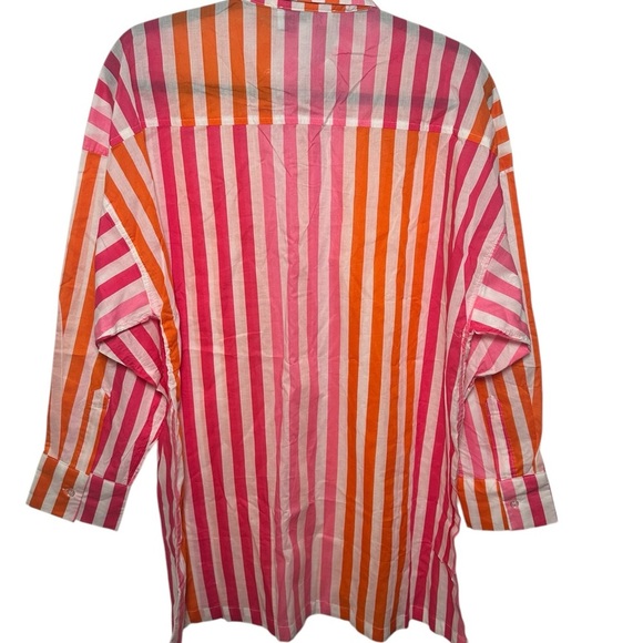 Beach Riot Alexa Button Down Cover Up Long Sleeve Orange Pink White‎ Size L/XL - Picture 2 of 6